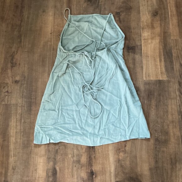 Princess Polly Sage Linen Halter Mini Dress Size 8 US - Picture 7 of 9